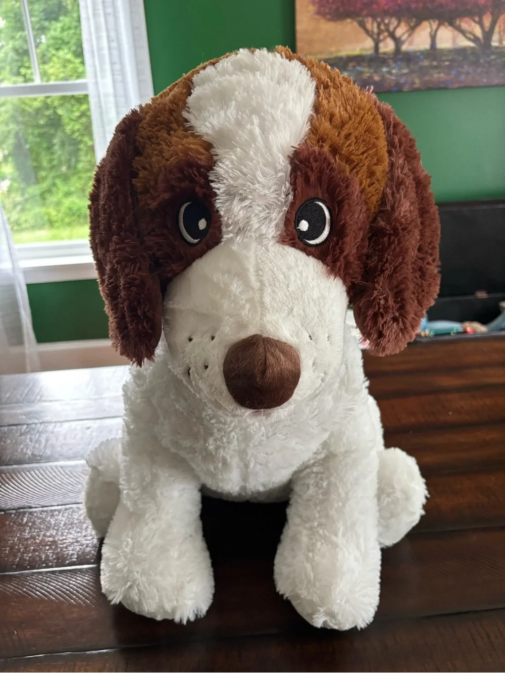 Plush Dog Toy - White and Brown Soft Pet Plush
